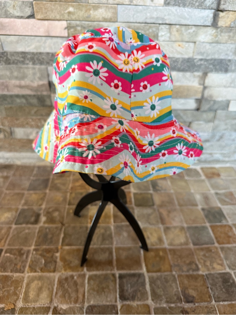Baby little wishes bucket hat/Floral Stripe Sun Hat - Multicolor
